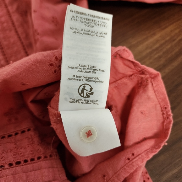 Boden Iris Broderie Ruffle Blouse in Dusty Red - Picture 9 of 11